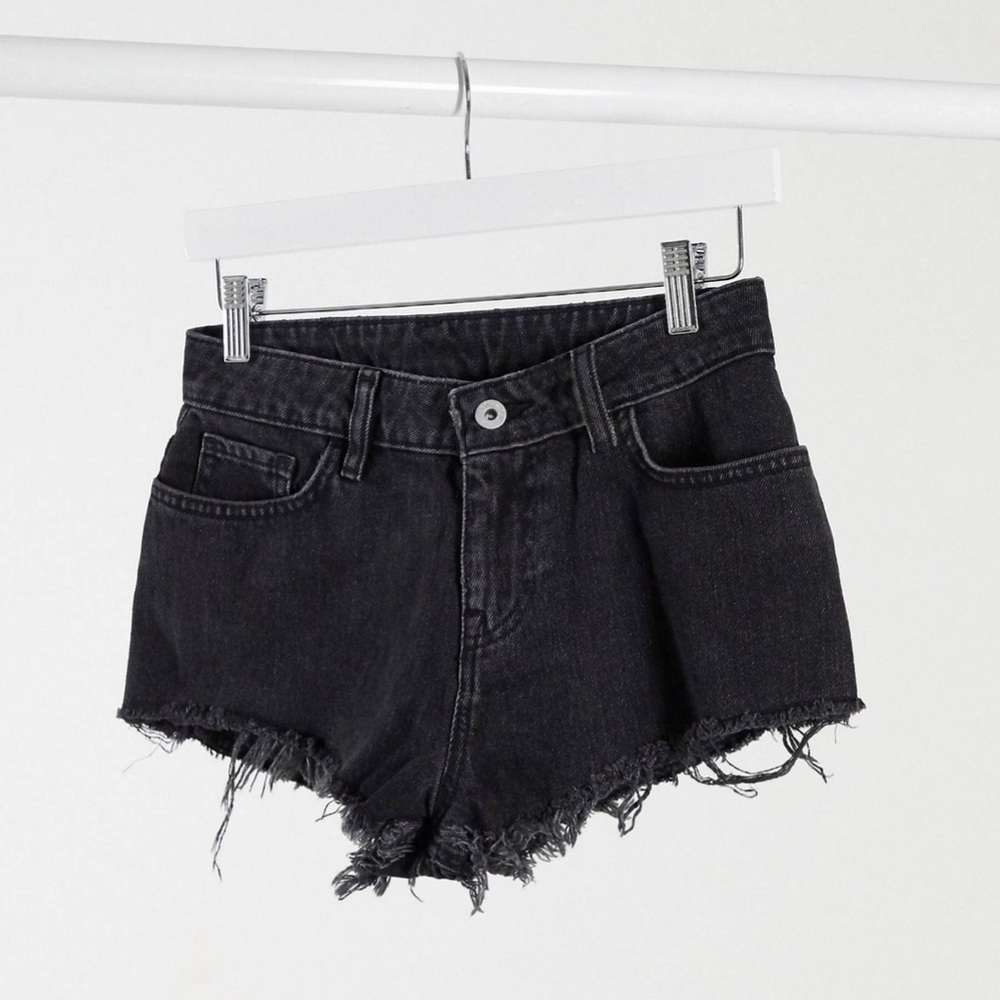 COLLUSION denim hot shorts in washed black